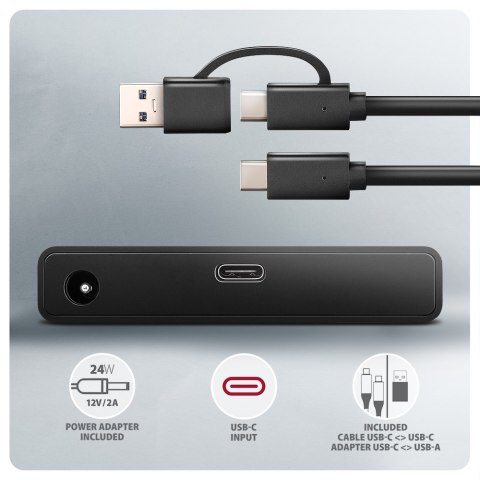 Adapter AXAGON ADSA-FPX USB-C 10Gbps - SATA 6G 2,5"/3,5" SSD/HDD FAST PORT X z zasilaczem sieciowym. | AXAGON