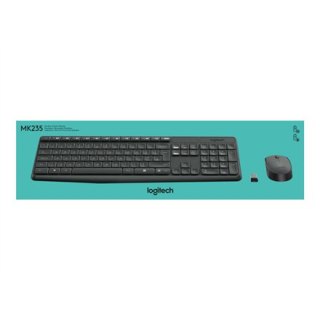 Logitech | MK235 | Zestaw klawiatura i mysz | Bezprzewodowy | Mysz w zestawie | Baterie w zestawie | USA | Czarny | 475 g