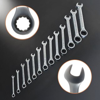 Klucze płasko-oczkowe z grzechotką 13 elementów