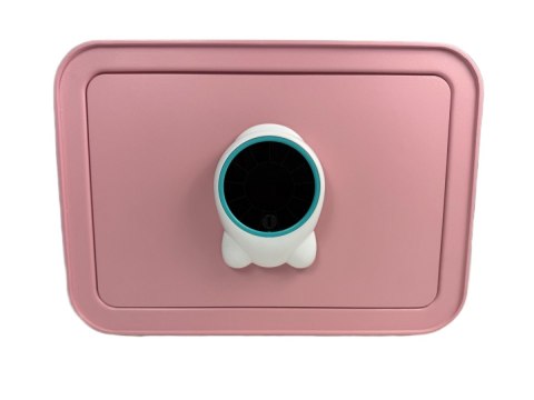 Różowy sejf biurowy domowy na kod i klucz