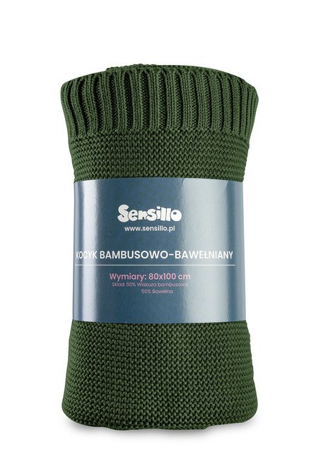 KOCYK BAMBUSOWO-BAWEŁNIANY 80X100 CM ZIELONY BUTELKOWY