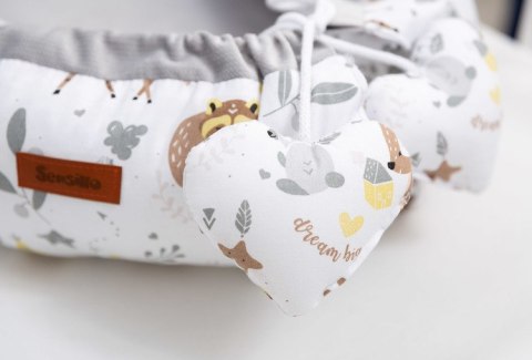 KOKON VELVET BIAŁY LEŚNA PRZYGODA 80x45 + PODUSZKA