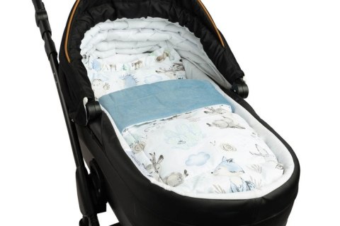 KOMPLET DO WÓZKA VELVET Z FALBANKĄ SPACER NIEBIESKI