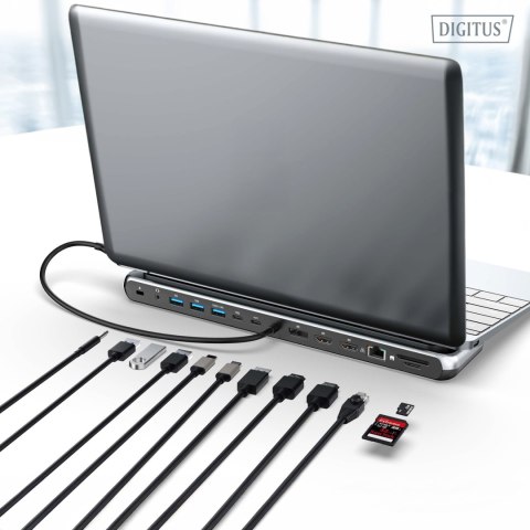 Stacja dokująca DIGITUS USB-C 8K, 12-portowa