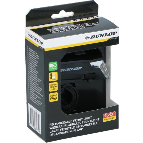LAMPKA ROWEROWA PRZEDNIA LED USB - C CERTYFIKAT 3 TRYBY DUNLOP
