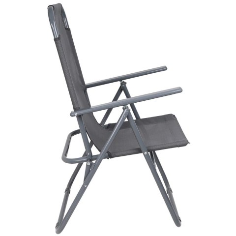 KRZESŁO TURYSTYCZNE Z PODŁOKIETNIKAMI 61x66x65-108CM SKŁADANE CIEMNO SZARE ENERO CAMP - II GATUNEK
