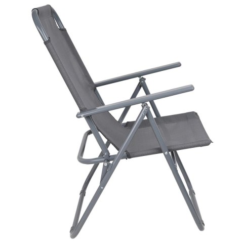 KRZESŁO TURYSTYCZNE Z PODŁOKIETNIKAMI 61x66x65-108CM SKŁADANE CIEMNO SZARE ENERO CAMP - II GATUNEK