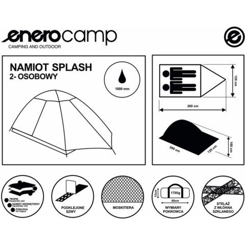 NAMIOT 2 OSOBOWY SPLASH Z TROPIKIEM ENERO CAMP