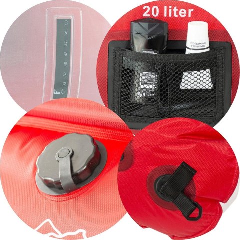 PRYSZNIC SOLARNY KEMPINGOWY TURYSTYCZNY 20L REDCLIFFS CZERWONY