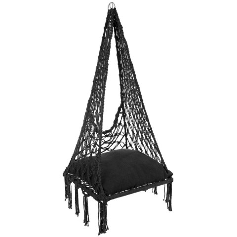 HAMAK AŻUROWY FOTEL WISZĄCY BOCIANIE GNIAZDO 60x60x115CM Z PODUSZKĄ CIEMNO SZARY HAMAK AŻUROWY FOTEL WISZĄCY BOCIANIE GNIAZDO 60x60x115CM Z PODUSZKĄ CIEMNO SZARY