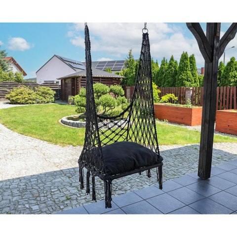 HAMAK AŻUROWY FOTEL WISZĄCY BOCIANIE GNIAZDO 60x60x115CM Z PODUSZKĄ CIEMNO SZARY HAMAK AŻUROWY FOTEL WISZĄCY BOCIANIE GNIAZDO 60x60x115CM Z PODUSZKĄ CIEMNO SZARY