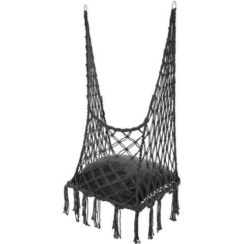 HAMAK AŻUROWY FOTEL WISZĄCY BOCIANIE GNIAZDO 60x60x115CM Z PODUSZKĄ CIEMNO SZARY HAMAK AŻUROWY FOTEL WISZĄCY BOCIANIE GNIAZDO 60x60x115CM Z PODUSZKĄ CIEMNO SZARY