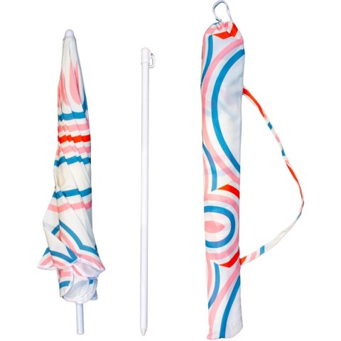 PARASOL PLAŻOWO OGRODOWY 160CM PASEK NIEBIESKO RÓŻOWY PARASOL PLAŻOWO OGRODOWY 160CM PASEK NIEBIESKO RÓŻOWY