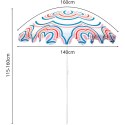 PARASOL PLAŻOWO OGRODOWY 160CM PASEK NIEBIESKO RÓŻOWY