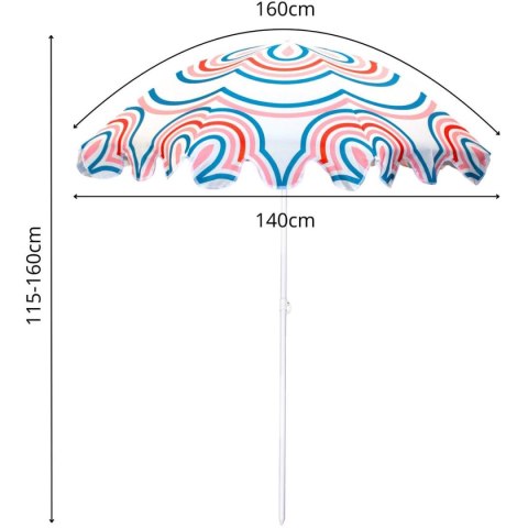 PARASOL PLAŻOWO OGRODOWY 160CM PASEK NIEBIESKO RÓŻOWY PARASOL PLAŻOWO OGRODOWY 160CM PASEK NIEBIESKO RÓŻOWY