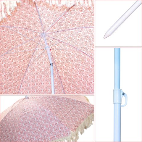 PARASOL PLAŻOWO OGRODOWY Z FRĘDZLAMI 174CM CZERWONY PARASOL PLAŻOWO OGRODOWY Z FRĘDZLAMI 174CM CZERWONY