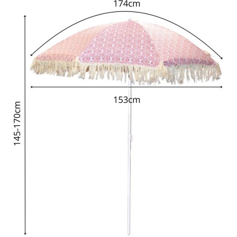 PARASOL PLAŻOWO OGRODOWY Z FRĘDZLAMI 174CM CZERWONY PARASOL PLAŻOWO OGRODOWY Z FRĘDZLAMI 174CM CZERWONY