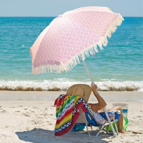 PARASOL PLAŻOWO OGRODOWY Z FRĘDZLAMI 174CM CZERWONY PARASOL PLAŻOWO OGRODOWY Z FRĘDZLAMI 174CM CZERWONY