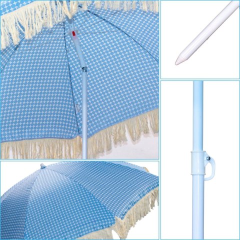PARASOL PLAŻOWO OGRODOWY Z FRĘDZLAMI 174CM NIEBIESKI PARASOL PLAŻOWO OGRODOWY Z FRĘDZLAMI 174CM NIEBIESKI