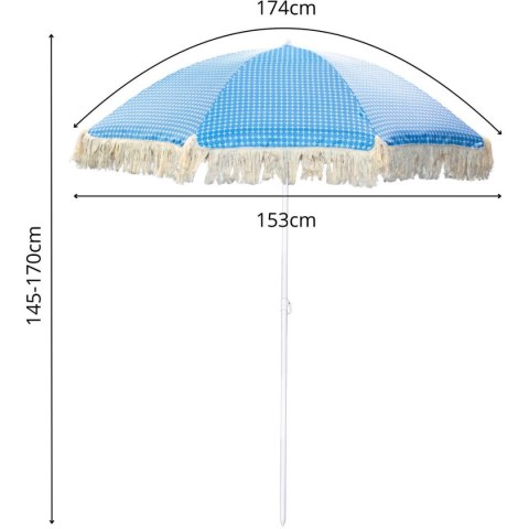 PARASOL PLAŻOWO OGRODOWY Z FRĘDZLAMI 174CM NIEBIESKI PARASOL PLAŻOWO OGRODOWY Z FRĘDZLAMI 174CM NIEBIESKI