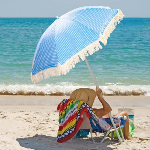 PARASOL PLAŻOWO OGRODOWY Z FRĘDZLAMI 174CM NIEBIESKI PARASOL PLAŻOWO OGRODOWY Z FRĘDZLAMI 174CM NIEBIESKI