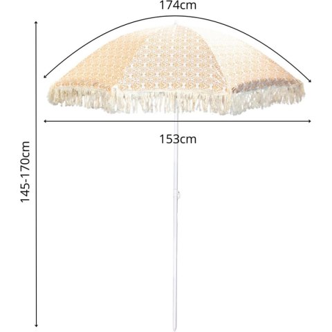 PARASOL PLAŻOWO OGRODOWY Z FRĘDZLAMI 174CM ŻÓŁTY PARASOL PLAŻOWO OGRODOWY Z FRĘDZLAMI 174CM ŻÓŁTY