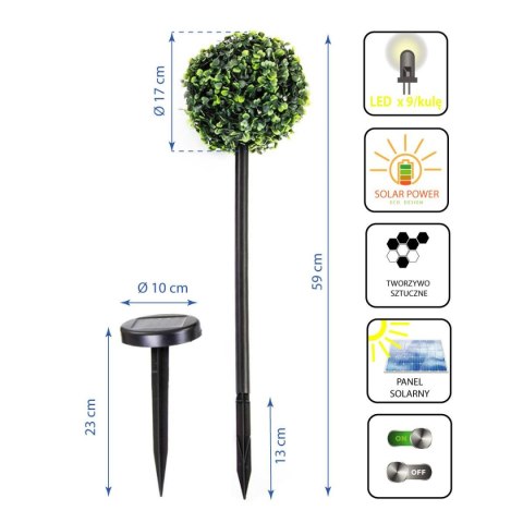 ZESTAW LAMP SOLARNYCH 3 KUL BUKSZPANOWYCH 27 LED ZESTAW LAMP SOLARNYCH 3 KUL BUKSZPANOWYCH 27 LED