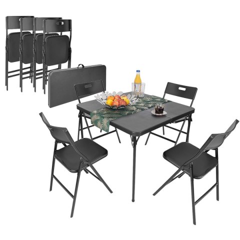 ZESTAW CATERINGOWY TURYSTYCZNY STÓŁ SKŁADANY 86,5x86,5x71CM I 4 KRZESŁA CZARNY ZESTAW CATERINGOWY TURYSTYCZNY STÓŁ SKŁADANY 86,5x86,5x71CM I 4 KRZESŁA CZARNY