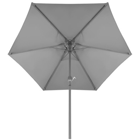 ZESTAW MEBLI OGRODOWYCH STÓŁ 4 KRZESŁA I PARASOL SZARY
