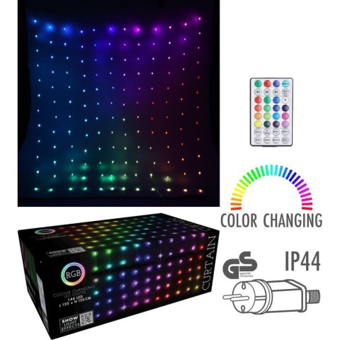 LAMPKI CHOINKOWE KURTYNA ŚWIETLNA ZEW/WEW 144 LED RGB 120X120CM Z PILOTEM MULTIKOLOR LAMPKI CHOINKOWE KURTYNA ŚWIETLNA ZEW/WEW 144 LED RGB 120X120CM Z PILOTEM MULTIKOLOR