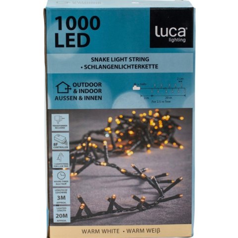 LAMPKI CHOINKOWE ŁAŃCUCH ŚWIETLNY 1000 LED TIMER CIEPŁY BIAŁY LUCA