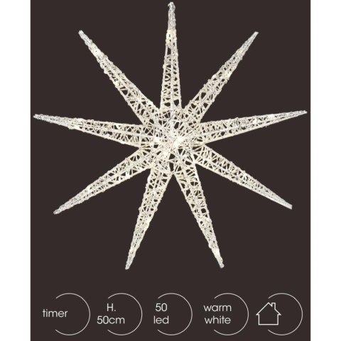 PŁATEK ŚNIEGU DEKORACYJNY WISZĄCY 50LED SREBRNY PŁATEK ŚNIEGU DEKORACYJNY WISZĄCY 50LED SREBRNY
