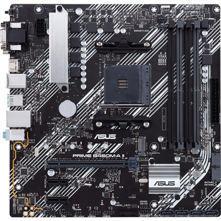 Asus | PRIME B450M-A II | Gniazda pamięci 4 | Liczba złączy SATA 6 x SATA III | Chipset AMD B | Micro ATX | Rodzina procesorów A