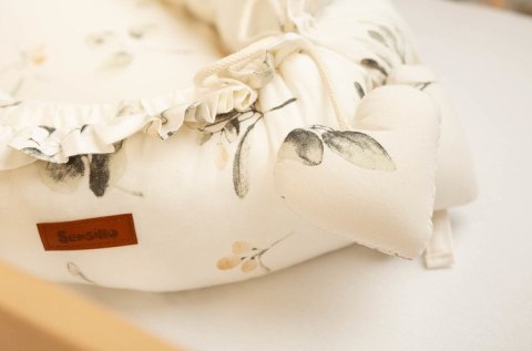 GNIAZDO/KOKON VELVET OLIWKA KREMOWY 80x45 + PODUSZKA