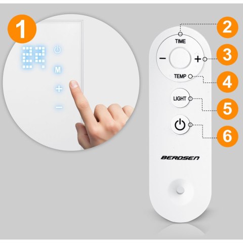 Grzejnik na podczerwień promiennik podczerwieni 600 W Berdsen BD-981 pilot WiFi aplikacja