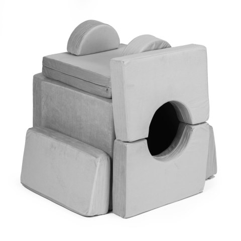 Sofa składana modułowa dla dzieci duża 2-osobowa DIY 10 miękkich poduch - szara ECOTOYS