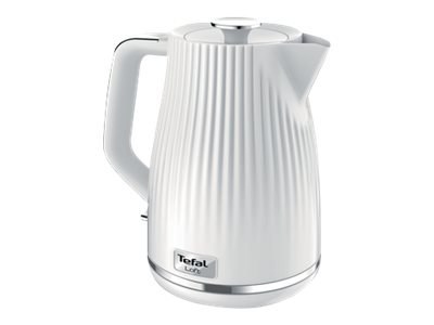 Czajnik elektryczny TEFAL KO250130 o mocy 2400 W i pojemności 1.7 L - plastikowy, biały kociołek z obrotową podstawą 360°.