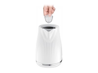 Czajnik elektryczny TEFAL KO250130 o mocy 2400 W i pojemności 1.7 L - plastikowy, biały kociołek z obrotową podstawą 360°.