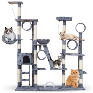 DRAPAK DLA KOTA XXL DUŻY 255cm WIEŻA HAMAK TUBA DOMEK JASNY SZARY W ŁAPKI