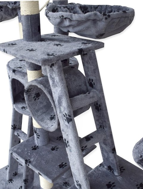 DRAPAK DLA KOTA XXL DUŻY 255cm WIEŻA HAMAK TUBA DOMEK JASNY SZARY W ŁAPKI