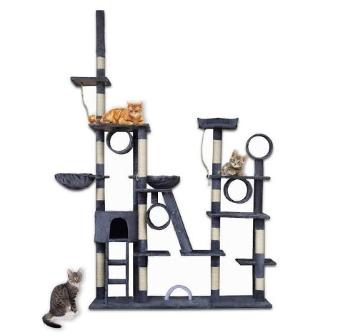 DRAPAK DLA KOTA XXL DUŻY 255cm WIEŻA HAMAK TUBA DOMEK LEGOWISKO CIEMNY SZARY