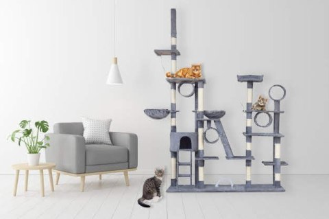 DRAPAK DLA KOTA XXL DUŻY 255cm WIEŻA HAMAK TUBA DOMEK LEGOWISKO JASNY SZARY