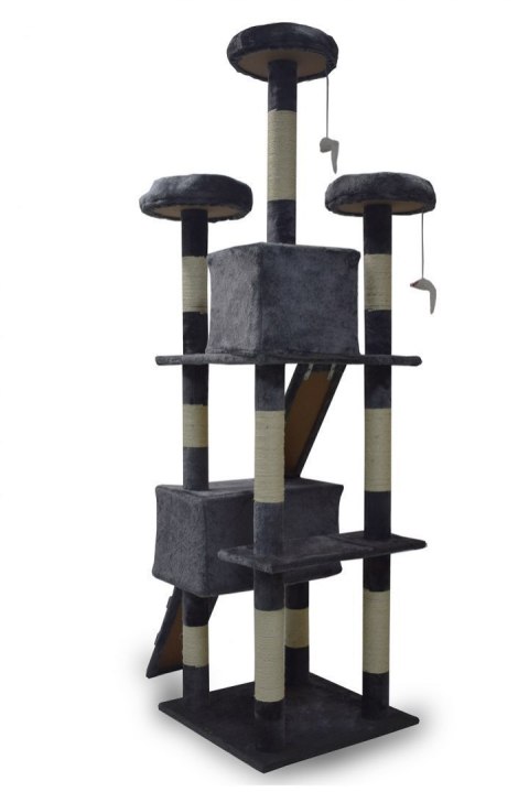 Drapak dla kota 170 cm ciemnoszary domek platformy legowisko zabawki sizal