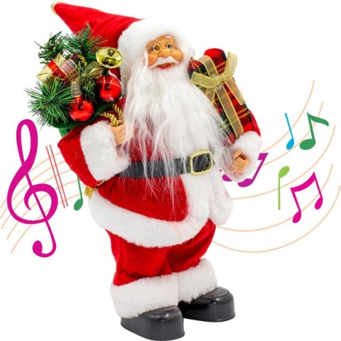 MIKOŁAJ DEKORACYJNY TAŃCZĄCY GRAJĄCY 28CM MICA