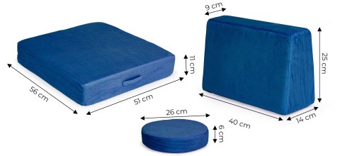 Sofa modułowa duża składana dla dzieci DIY 8 miękkich poduch - niebieska ECOTOYS