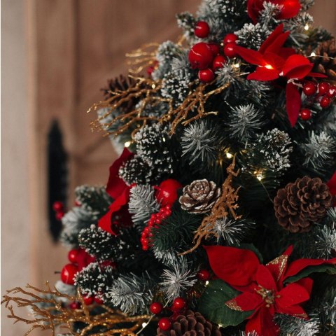 CHOINKA NA PNIU 100CM JODŁA DIAMENTOWA + SZYSZKI + JARZĘBINA