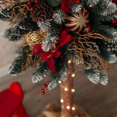 CHOINKA NA PNIU 100CM JODŁA DIAMENTOWA + SZYSZKI + JARZĘBINA