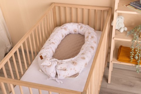 KOKON MUŚLIN DMUCHAWCE BEŻOWE 80x45 + PODUSZKA