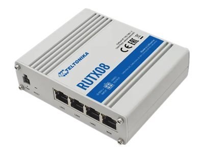Router przemysłowy | RUTX08 | Brak Wi-Fi | 10/100/1000 Mbit/s | Porty Ethernet LAN (RJ-45) 4 | Obsługa sieci mesh Nie | MU-MiMO 