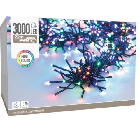 LAMPKI CHOINKOWE ŁAŃCUCH ŚWIETLNY 3000 LED TIMER MULTIKOLOR